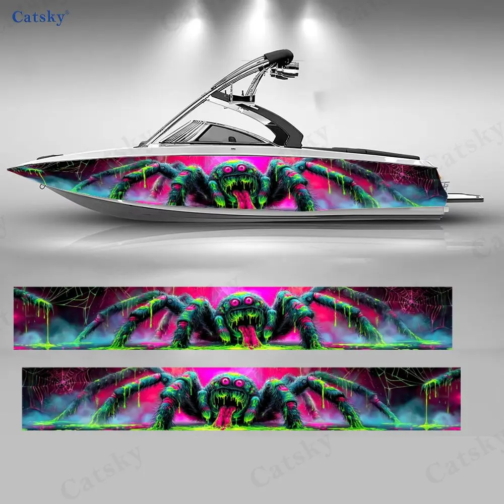 Psychedelic Neon Spider Mutation Charming Cool Boat Sticker Vinyl Ship Pontoon Deck Boat Fishing Decorative Pontoon Boats Decal