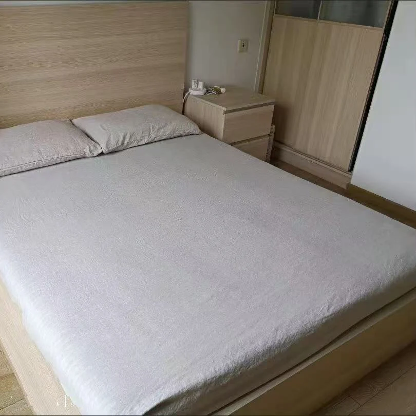 (1 Fitted Sheet + 2 Pillowcases) 100% Linen Fitted Sheet Set - 35cm Height, King/Queen Size, Soft and Breathable