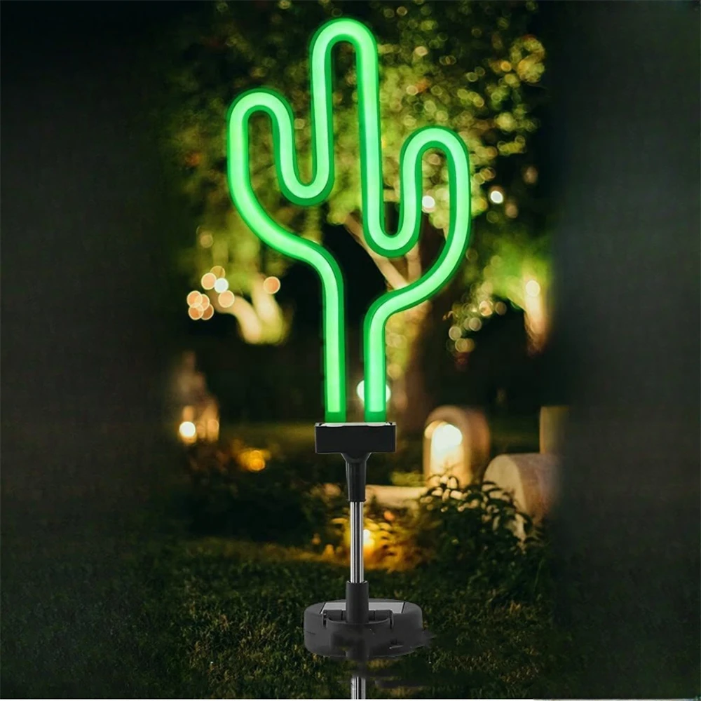 Solar Neon Garten Licht im Freien Kaktus Lichter Flamingo Pfahl lampe  fhrte wasserdichte Weg Beleuchtung fr Weihnachten Hof Rasen Dekor -  AliExpress 39