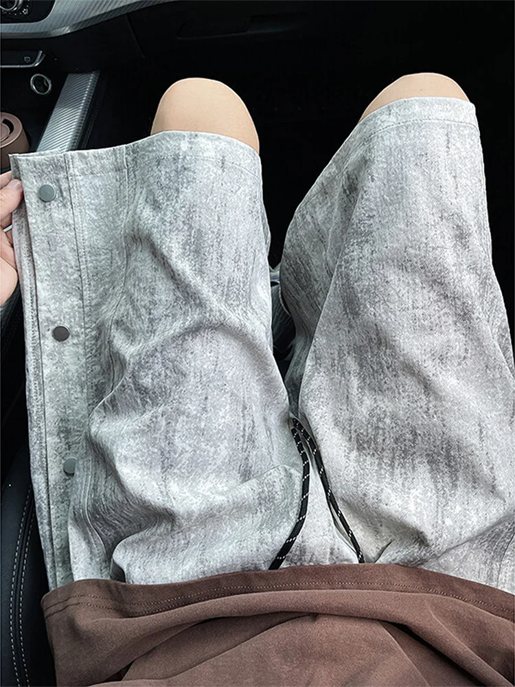 

American Sle Men's Tie Dye ort Pants Summer Loose Fit Workwear Five-Button Casual Trousers Trendy Brand Mid-Calf orts