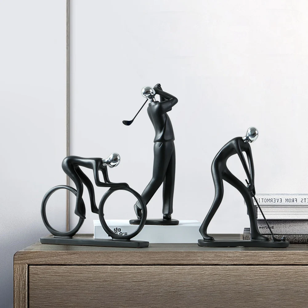 Bicycle Rider Statue Abstract Modern Figurines Sculpture Sportsman Bike Cyclist Cycle Statue Room Bookshelf Home Office Bedroom