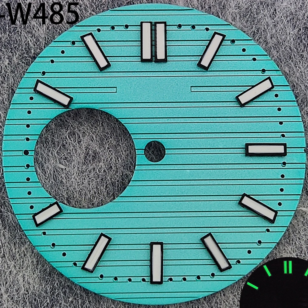 Jam tangan 29.8mm Logo kustom Dial jam NH38 bercahaya hijau wajah cocok untuk NH38 casing gerakan NH38