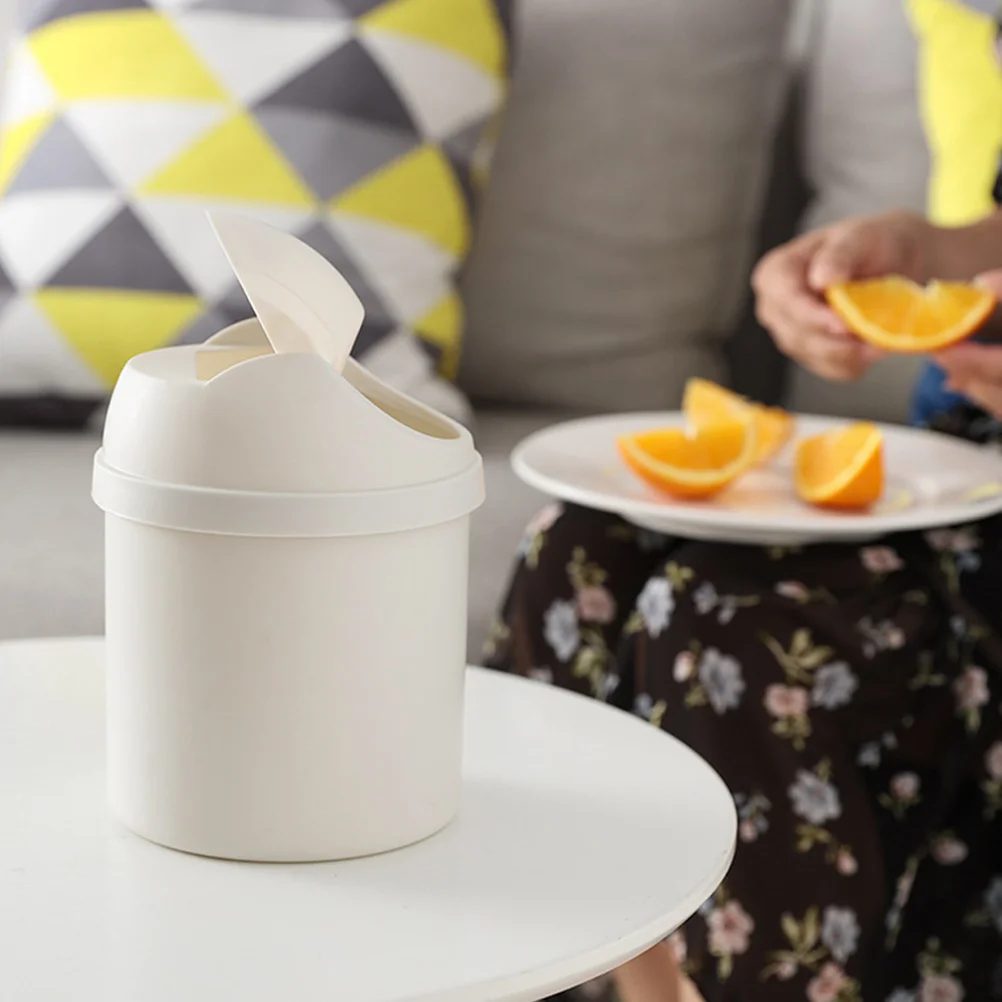 

2Pcs Desktop Plastic Trash Bins Mini Rubbish Containers Flip Lid Garbage Holders for Home Office Bathroom Plastic Trash Cans