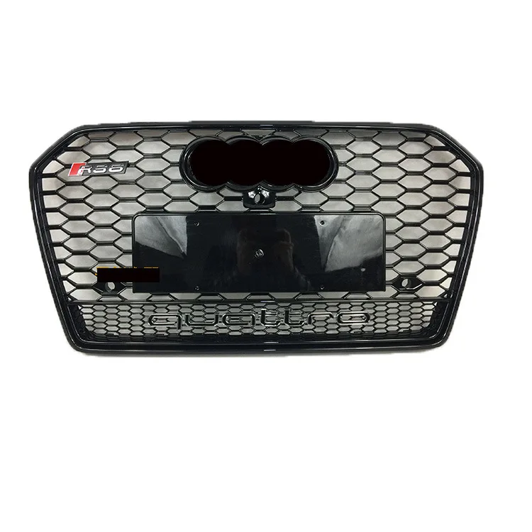 For 16-18 A6L Modified RS6 Honeycomb Grille S6 Car Exterior Front Face Black Wu C7PARS6 Grille