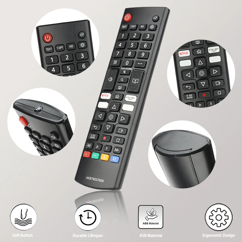 For AKB76037605 LG-Smart-TV-Remote-Control-Replacement With Netflix PrimeVideo Buttons, For LG Smart TV NANO90P NANO95P NANO99P