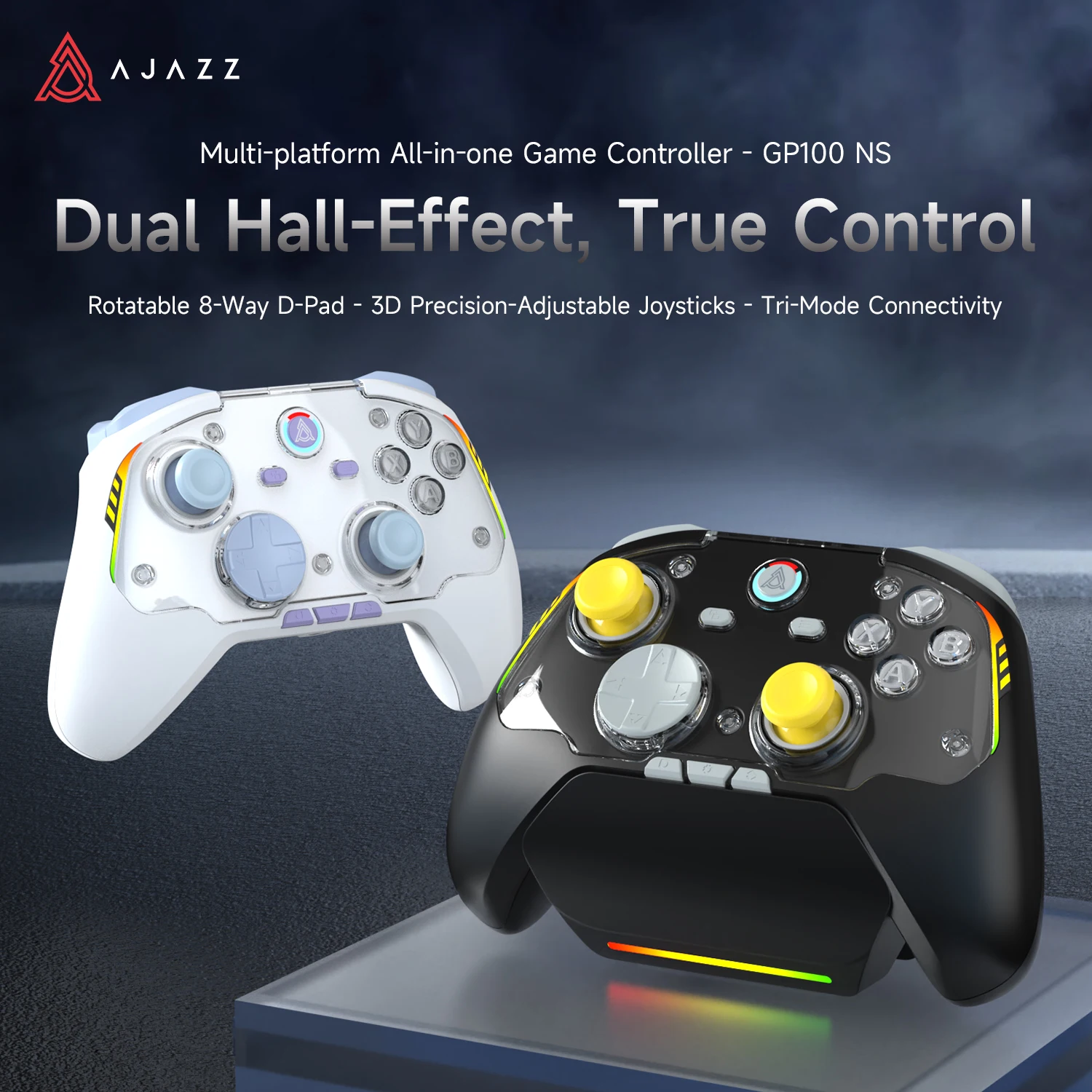 

AJAZZ GP100NS Three-Mode Wireless Charging Game Controller with Stand, Compatible with Switch and PC, 1000Hz High Refresh Rate