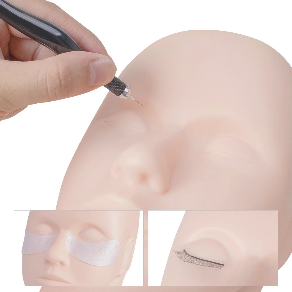 False Head Massage Eyelash Training Model Soft Silica Gel Eyelash Extension Cosmetology Mannequin Doll Face Makeup Practice