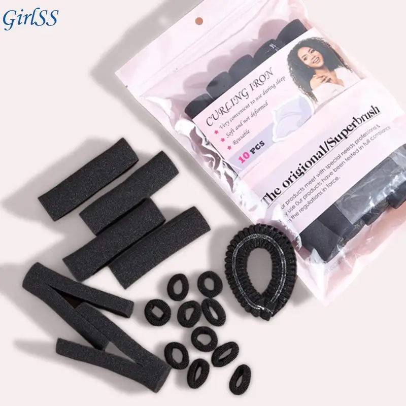 Adjustable Heatless Curlers Hair Ties For Evening Relaxing Operation Soft Fabric Portable Storage T4MB
