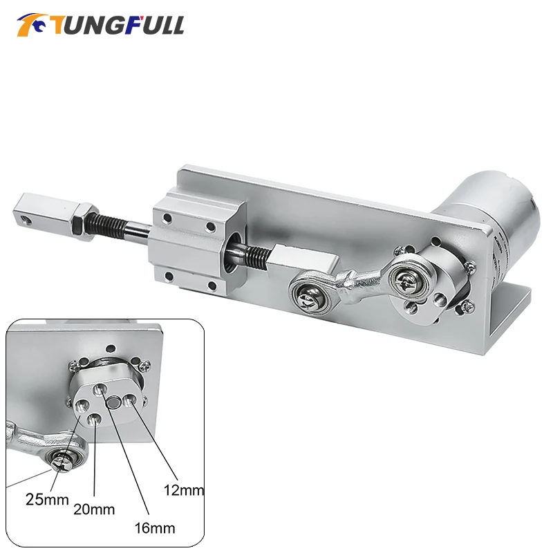 Small DIY Design Reciprocating Cycle Linear Actuator with DC Gear Motor 12V 24 Volt Stroke 12/16/20/25mm Adjustable 5~1000 Rpm