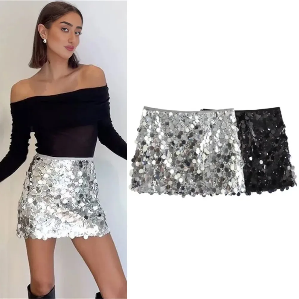 Damen Pailletten Mini Rock Frauen Sexy Luxus Hohe Taille Röcke Frau Sommer Frauen Röcke Streetwear Glitter Kurzen Rock Weibliche