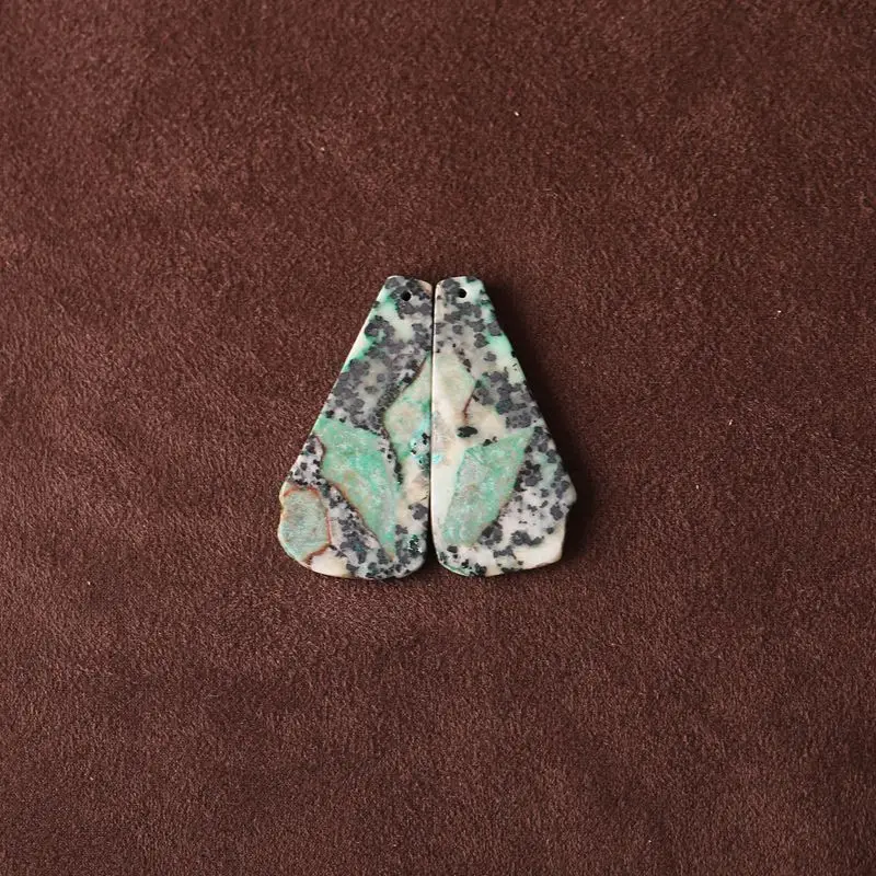 

Пара подвесок в форме капли из натурального хризокола, уникальные компоненты сережек с драгоценными камнями в крапинку, ювелирные аксессуары в стиле бохо, 42x21x3 мм-15, г