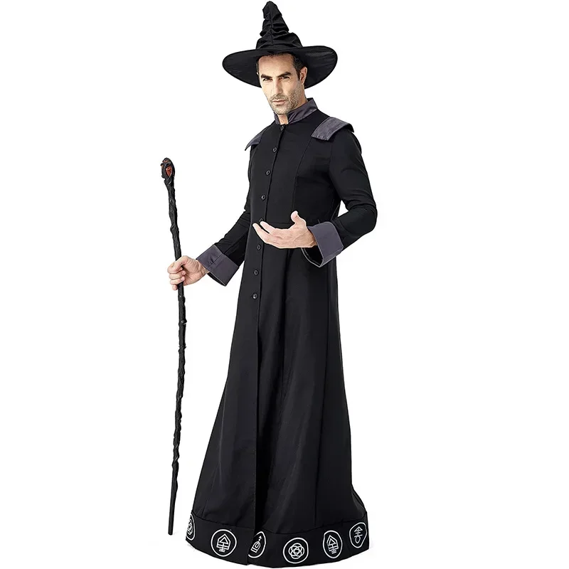 Costume de Méchant Magicien pour Homme, Déguisement d'Halloween, Carniva Trempé, Vêtements de ix