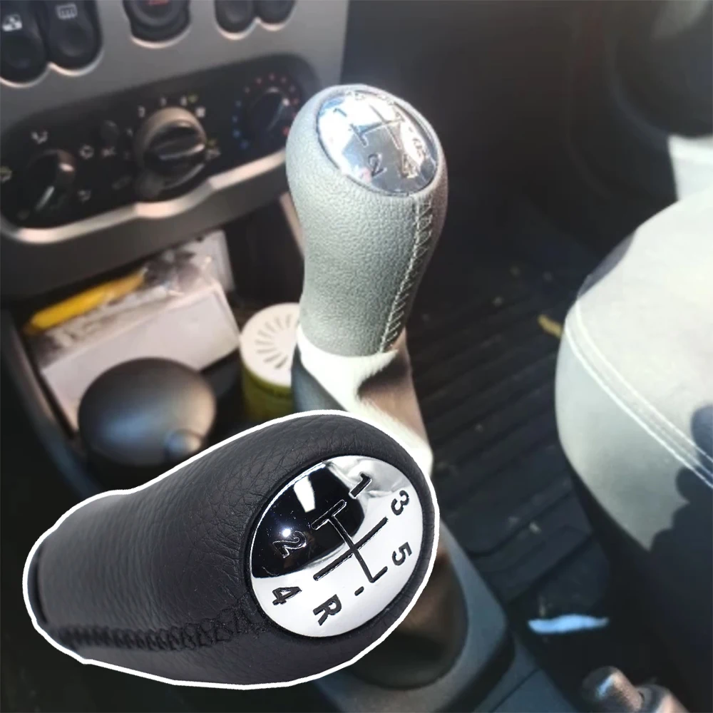 

5 Speed MT Gear Shift Knob Inner Sleeve Lever Leather Handle For Dacia Logan 2 L52/K52 Sandero 2 B52 2012 2013 2015 2017 2019