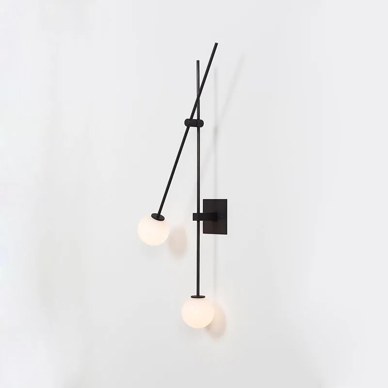Minimalism post modern LED wall light lamp black golden iron glass ball global big wall lamp light sconce for foyer bedroom