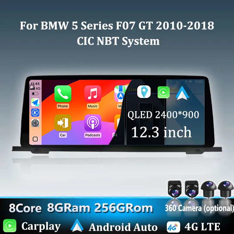 

Автомагнитола Android 16 с GPS-навигацией, беспроводным CarPlay и мультимедиа для BMW 5 серии F07 GT 2010-2018, система CIC NBT, 8-ядерный процессор