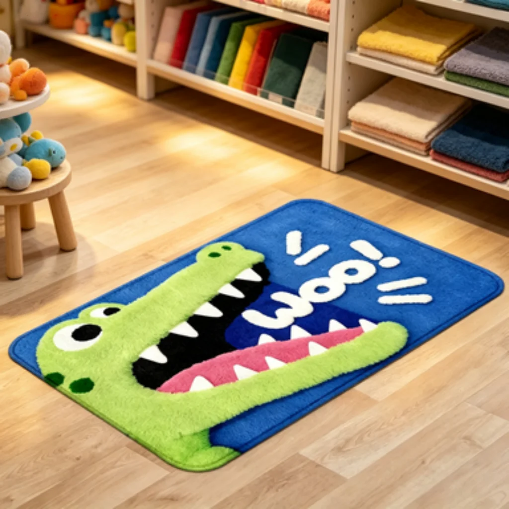 Cartoon Crocodile Lucky Mat, Big Mouth Crocodile Mat, Space Bear Runner, Rainbow Lion Mat, Cute Insect Floral Mat.