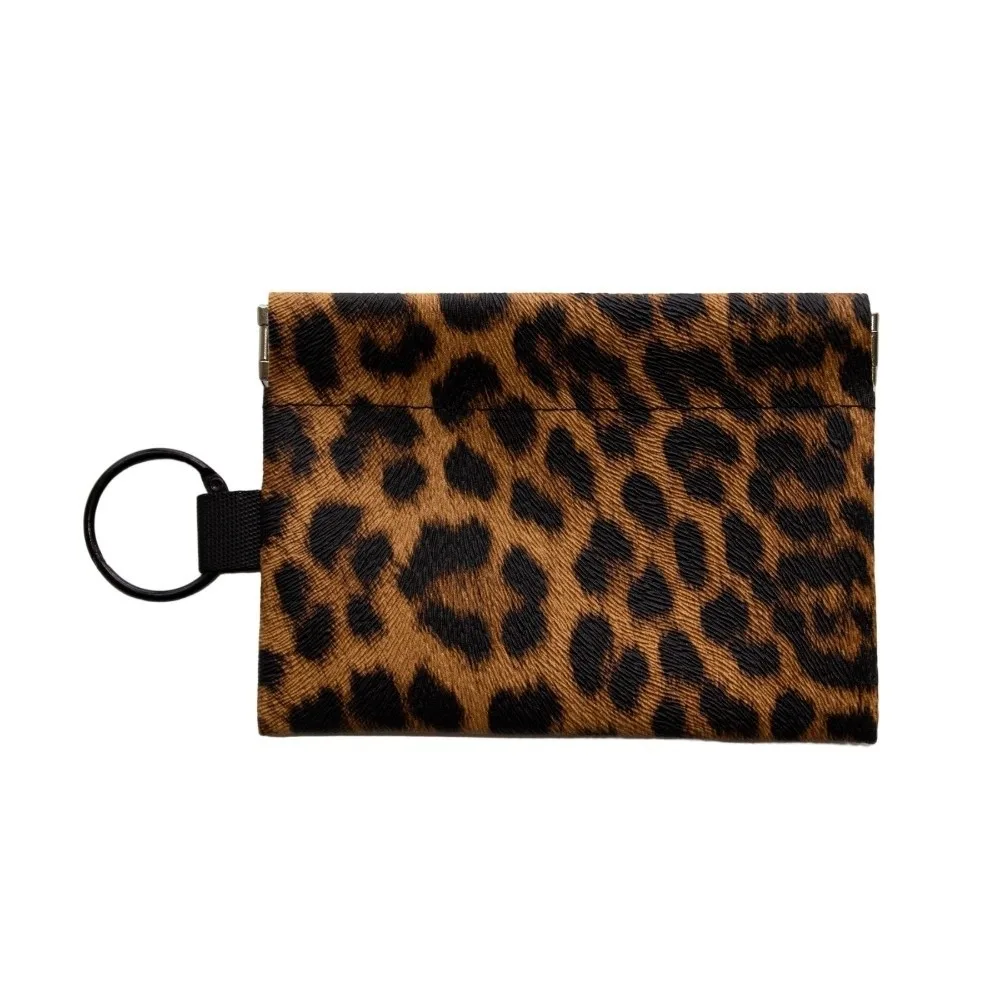 New Leopard Print Coin Purse Squeeze Opening Automatic Closure Card Holder Portable Earphone Case Men Women