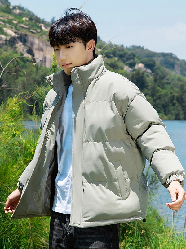 

Модная утепленная мужская зимняя куртка с воротником-стойкой из хлопка, свободного кроя, теплая, ветрозащитная, морозостойкая верхняя одежда