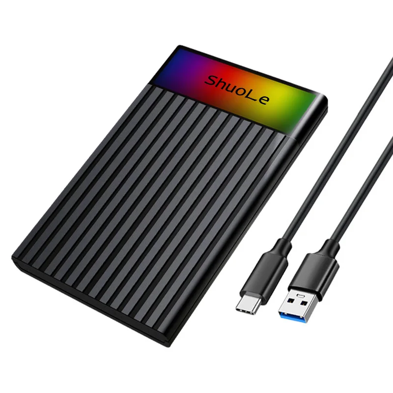 UTHAI-Tipo C Caso Disco Rígido Móvel, Porta Serial Sata Externa, Protocolo Duplo, Gradiente de Luz Cor, Laptop, Porta Serial, 2.5"