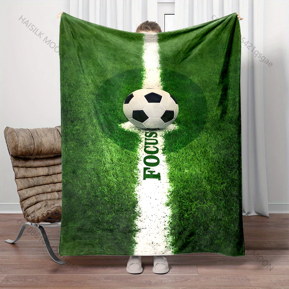 1PC Soccer field focus ball Print Blanket Warm Soft Fluffy Kids and Adult Sofa Bed Throw Blanket Outdoor Travel Camping RV