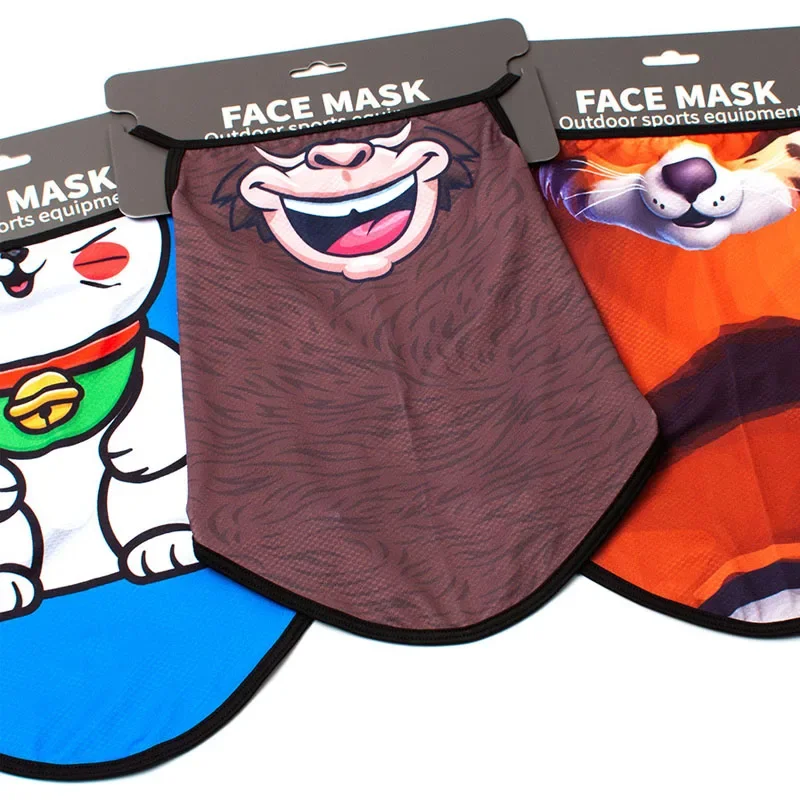 어린이를위한 여름 태양 보호 얼굴 마스크 Earloops 만화 Balaclava 야외 목 각반 빠른 건조 소년 소녀 러닝 페이스 커버