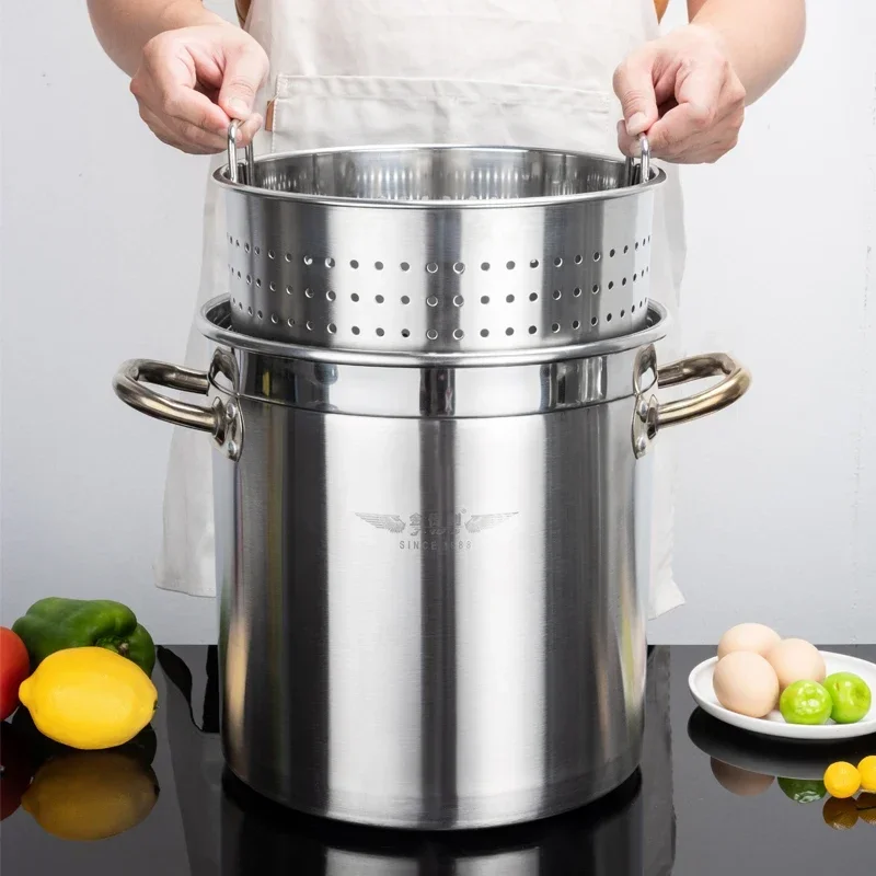 Stainless Steel Thickening Spiced Gravy Bucket Drain Bucket Wash Crayfish Multifunctional  Commercial Use Kitchen Craft