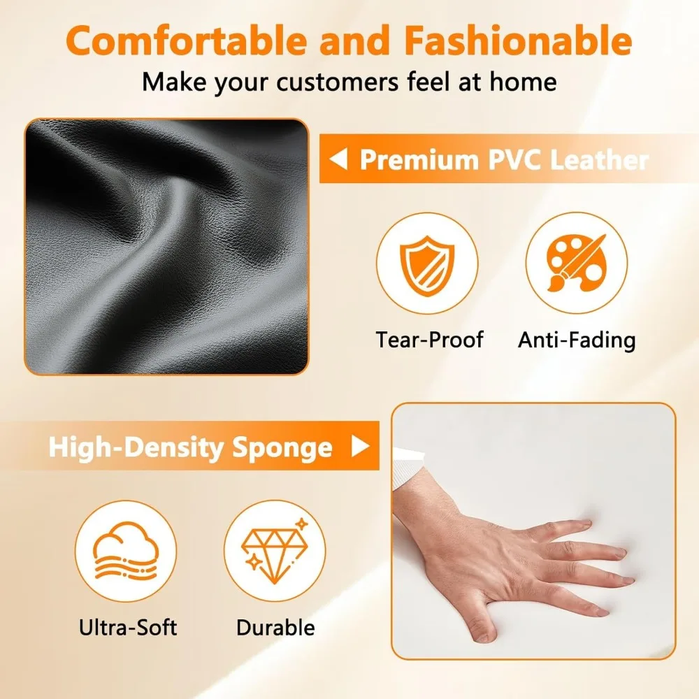 เก้าอี้แขกมีเบาะหนังสำหรับแผนกต้อนรับสำนักงาน โต๊ะประชุม สีดำ ไม่มีล้อ แพ็ค 2 ตัว