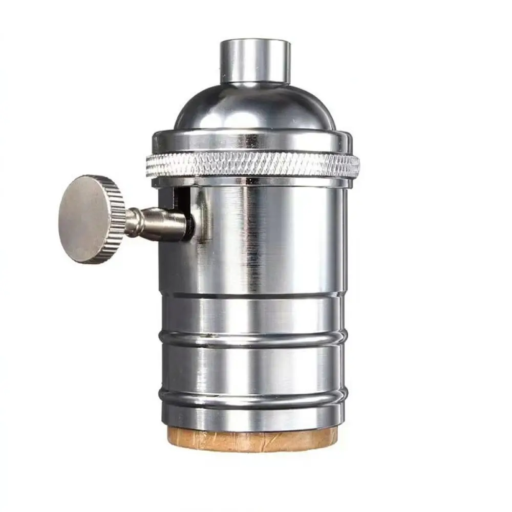 Vintage E26 E27 Lamp Socket Aluminum Light Base With Rotary Switch Retro Industrial Style Holder For DIY Table Wall Lamp