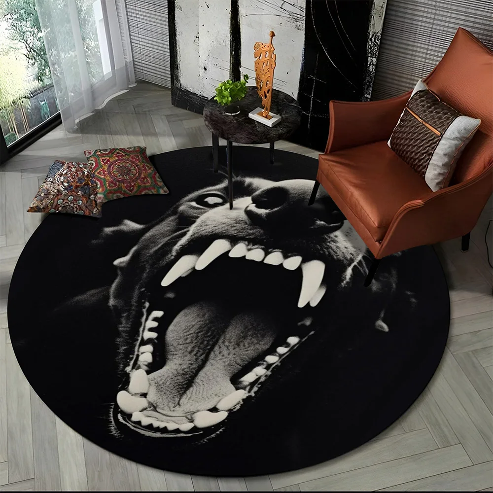 Cute Dog Samoye,Chihuahua,Koki Pomeranian Cartoon Round Carpet Rug for Living Room Bedroom Decor,kids Pet Area Rug Non-slip Mat