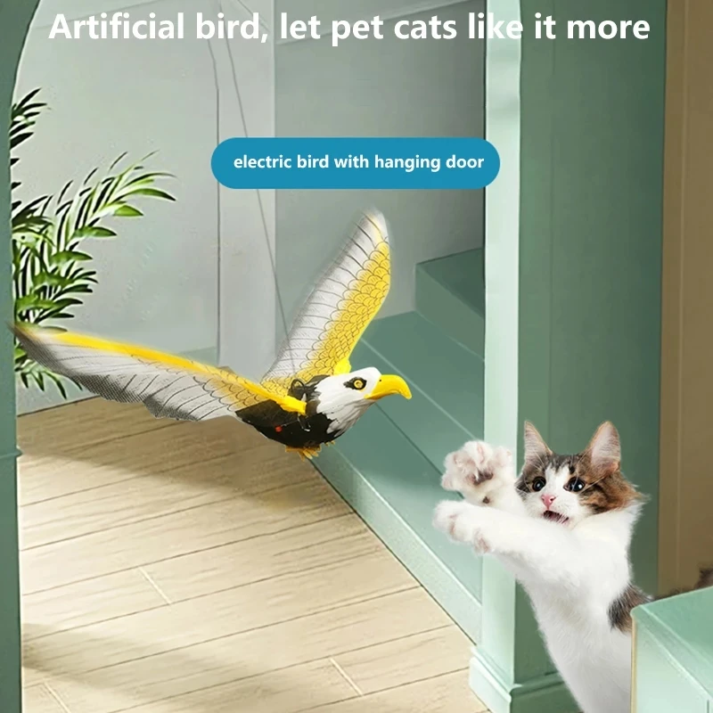 Simulation Bird Interactive Cat Toys Electric Hanging Eagl Flying Bird Cat Teasering Play Cat Stick Scratch Opening Preferential