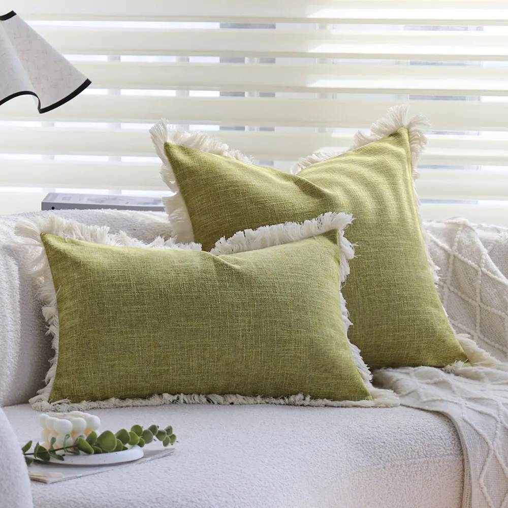Multi-Color Cushion Cover Breathable Soft Tasseled Pillow Cover for Sofa Boho Style Decorative Pillow Case Summer Home Decor