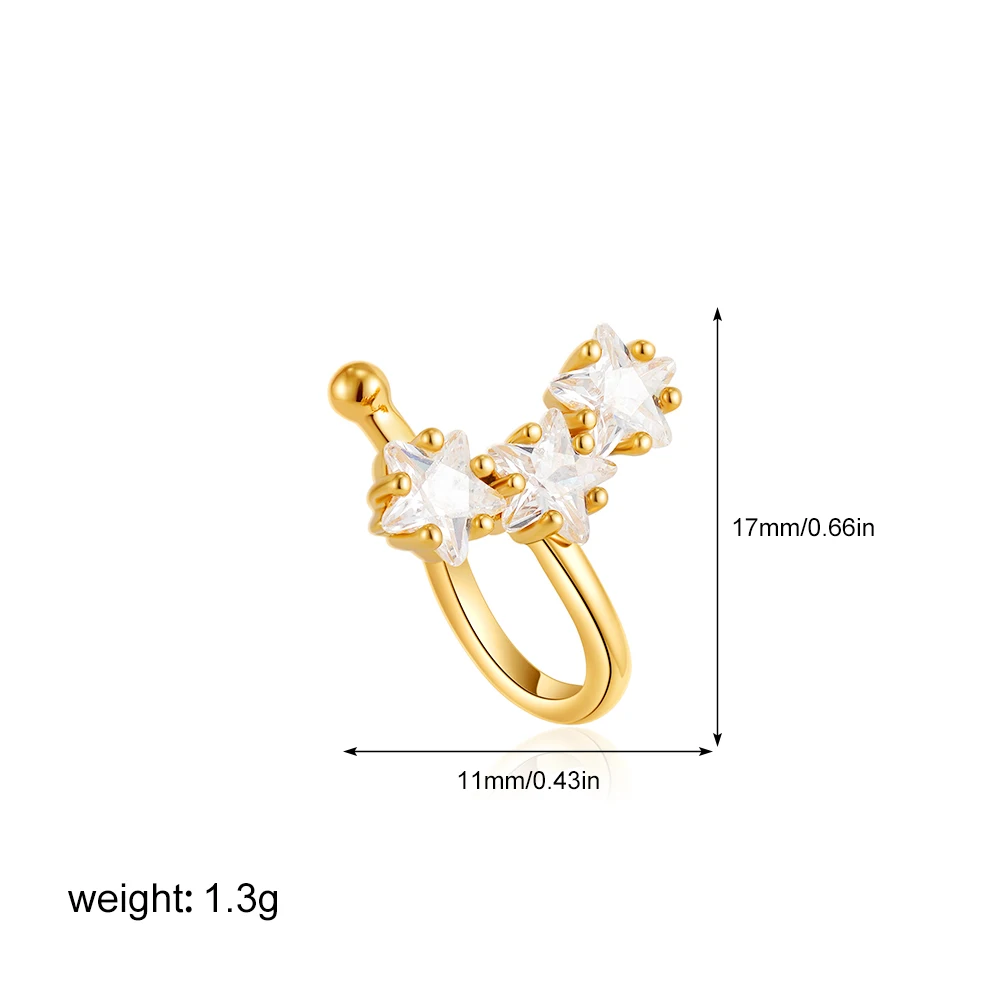 Fashion Star Stainless Steel Ear Cuff for Women Cubic Zirconia No Piercing Ear Clip Hypoallergenic Minimalist Jewelry Party Gift - view 6