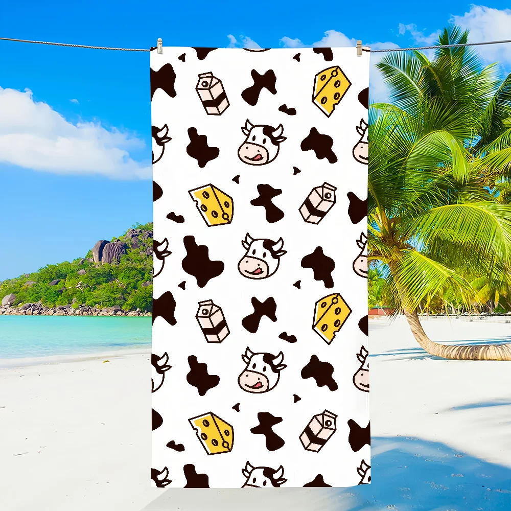 cute cow cartoon black white spots Towel Soft Beach Towels Quick Dry Pool Towel Gift for Travel Gym bathing Spa Camp sport Gift
