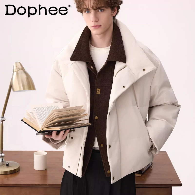 

2025 зимние новые модные мужские парки из искусственной двух предметов, стильные модные теплые парки с длинными рукавами, уникальные пальто соответствующего цвета