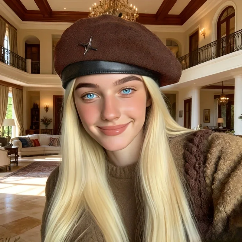 Custom Hat Black Solid Color Retro British Style 2025 Autumn/Winter Unisex Beret Hat, Eight-Point Design, 3 Seasons Suitable Win