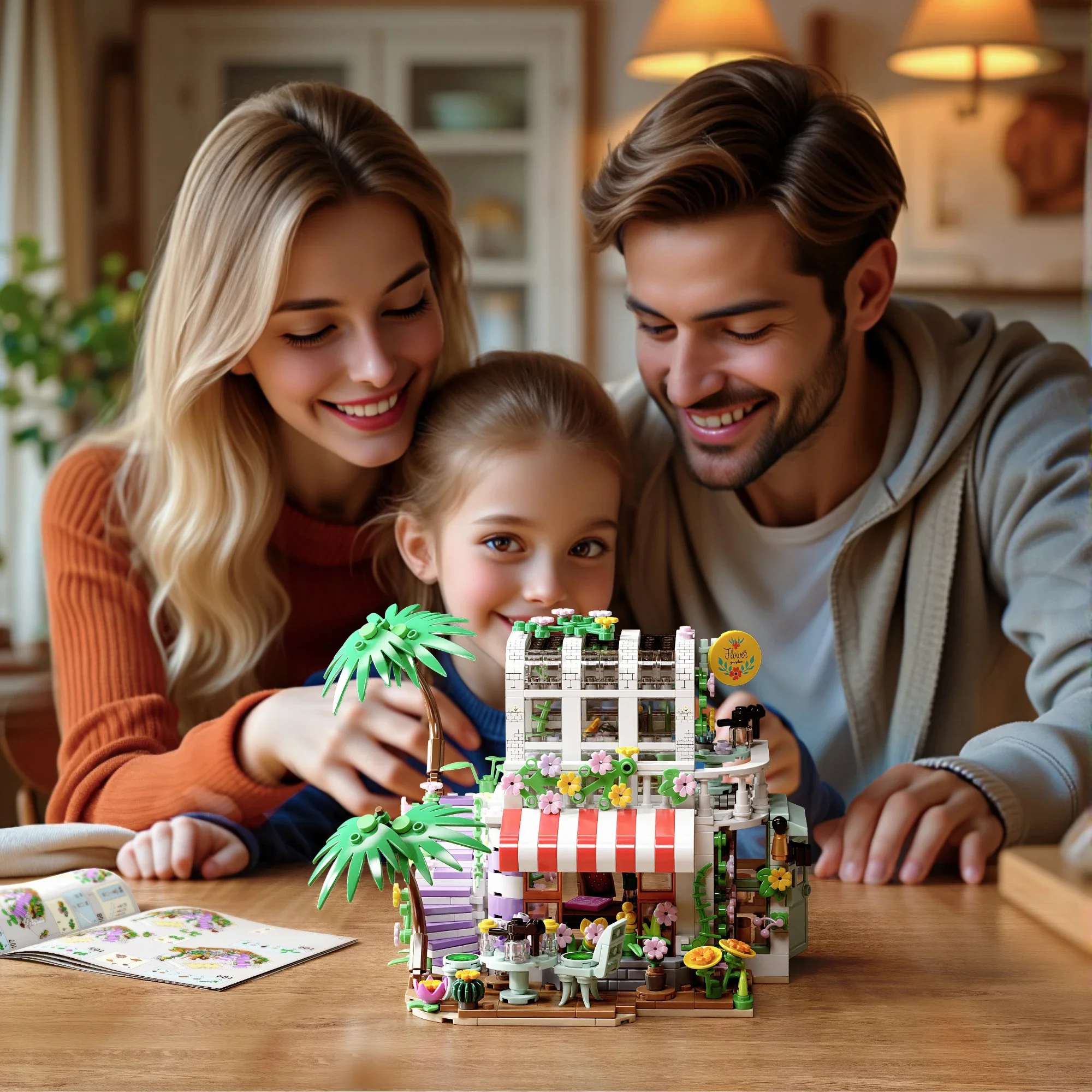 705PCS Giardino Cortile Building Blocks Set di giocattoli Puzzle Modello di mattoni con luce Architettura creativa Decorazione del desktop Regali