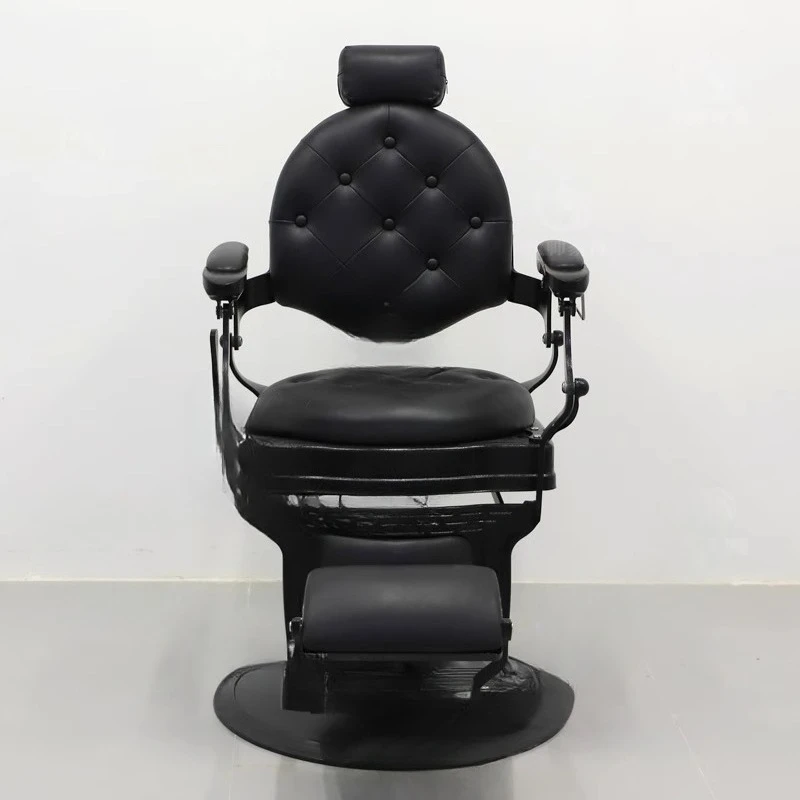 A cadeira de barbeiro retrô com cabeça de óleo pode ser levantada, girada e colocada