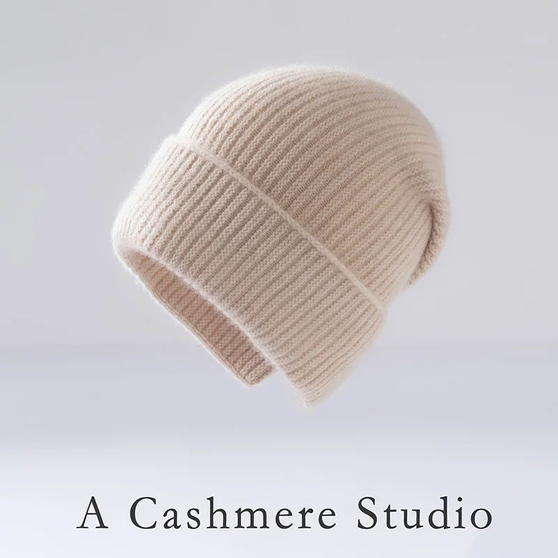 High-Quality 100% Cashmere Knitted Hats For Men and Women Leisure Beanie Square Hats Soft and Warm Cashmere Split Hats in Winter