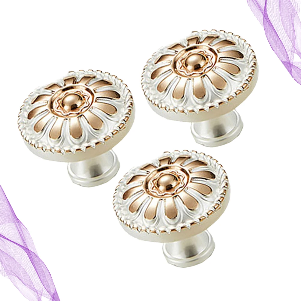 

3PCS European Style Cabinet Handle Furniture Hardware for Kitchen Wardrobe Drawer Pulls Vintage Wood Knobs Zinc Alloy