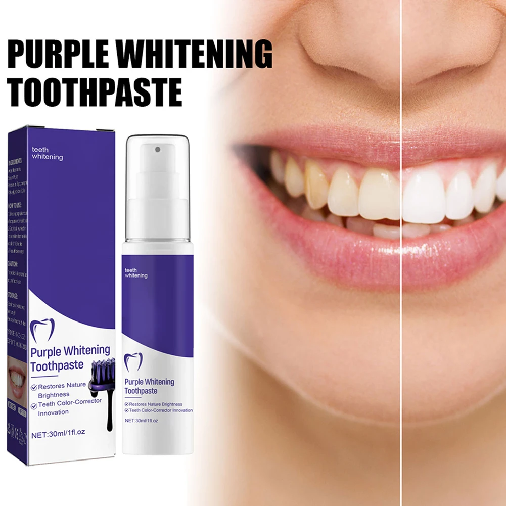 

30ML Purple Color Corrector Toothpaste Teeth Oral Hygiene Cleaner For Women Men