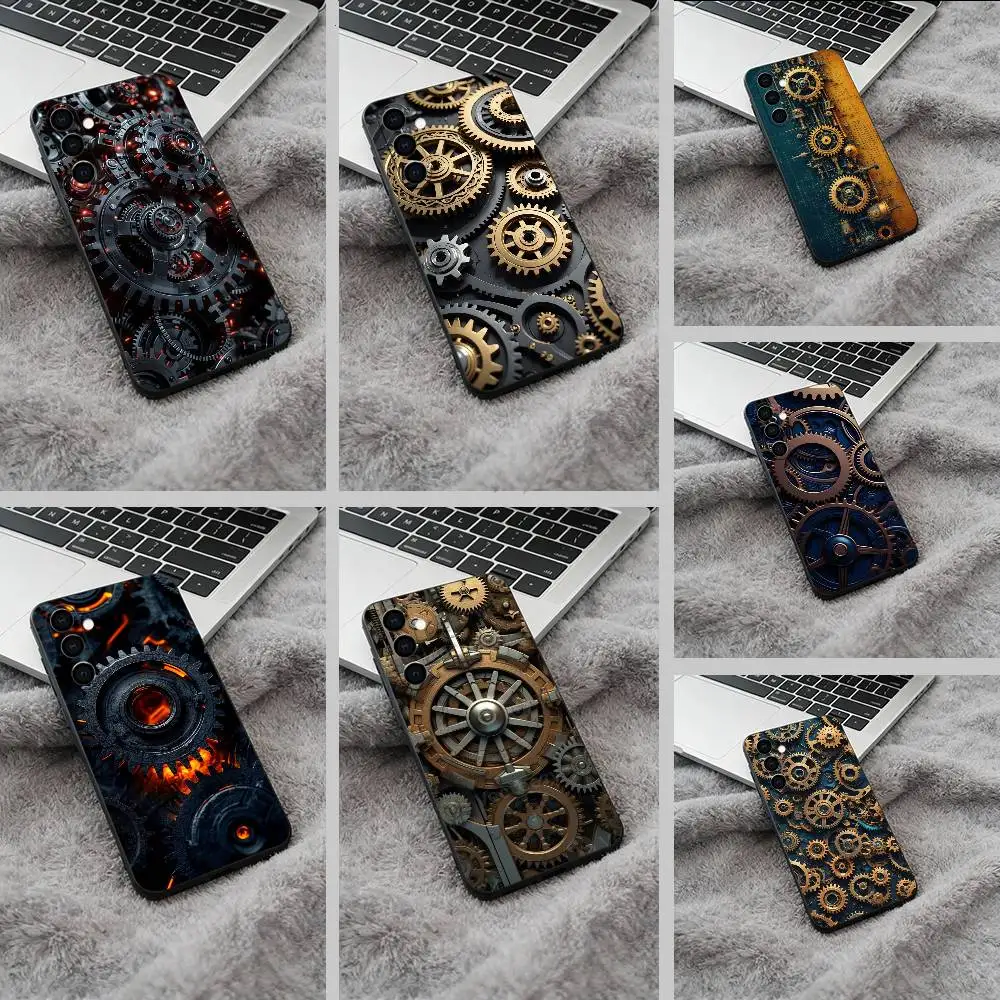 Mechanical Gear Soft Silicone phone Case for Samsung Galaxy A73/A71/A72/A70/A53/A52/A51 - Black