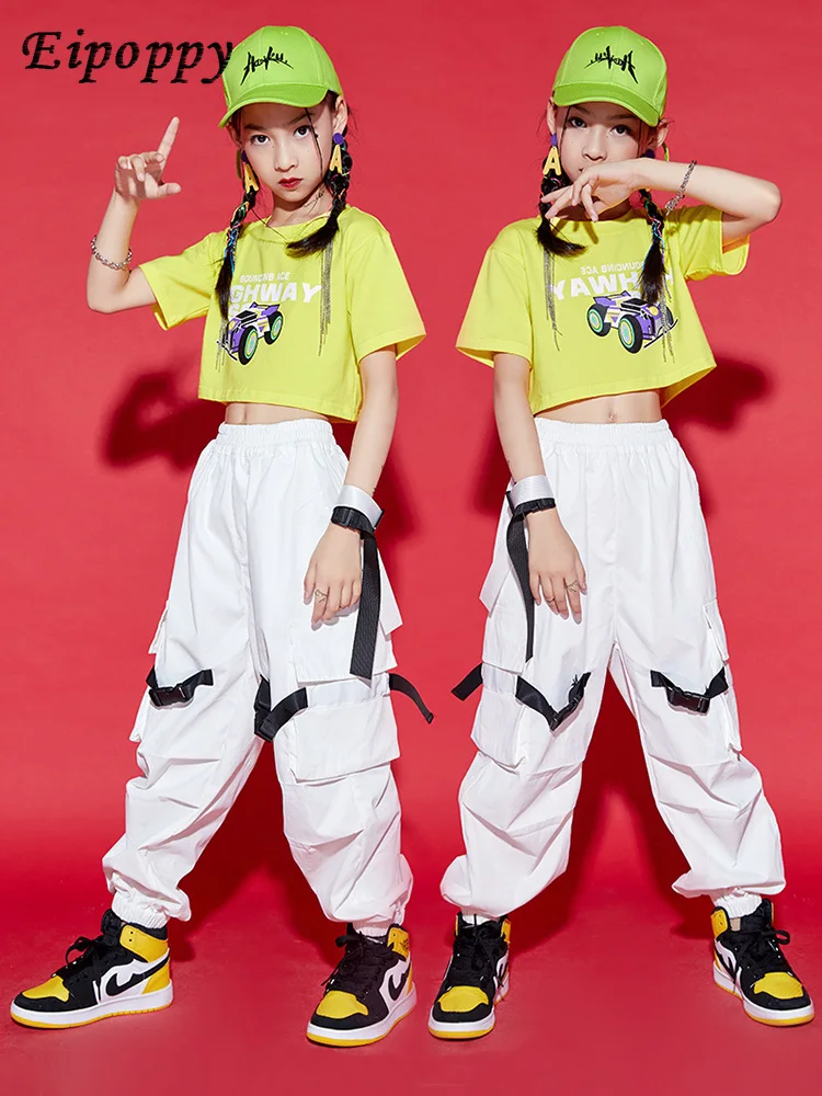 Kostiumy jazzowe dla dzieci tańczące ubrania dla dziewcząt Hip Hop modne ubrania letni przystojny stroje hip-hopowe