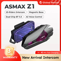 ASMAX Z1 Motorcycle Bluetooth Headset 10 Riders Mesh Helmet Communication Systems AI Voice Control Intercom ENC Noise Reduction