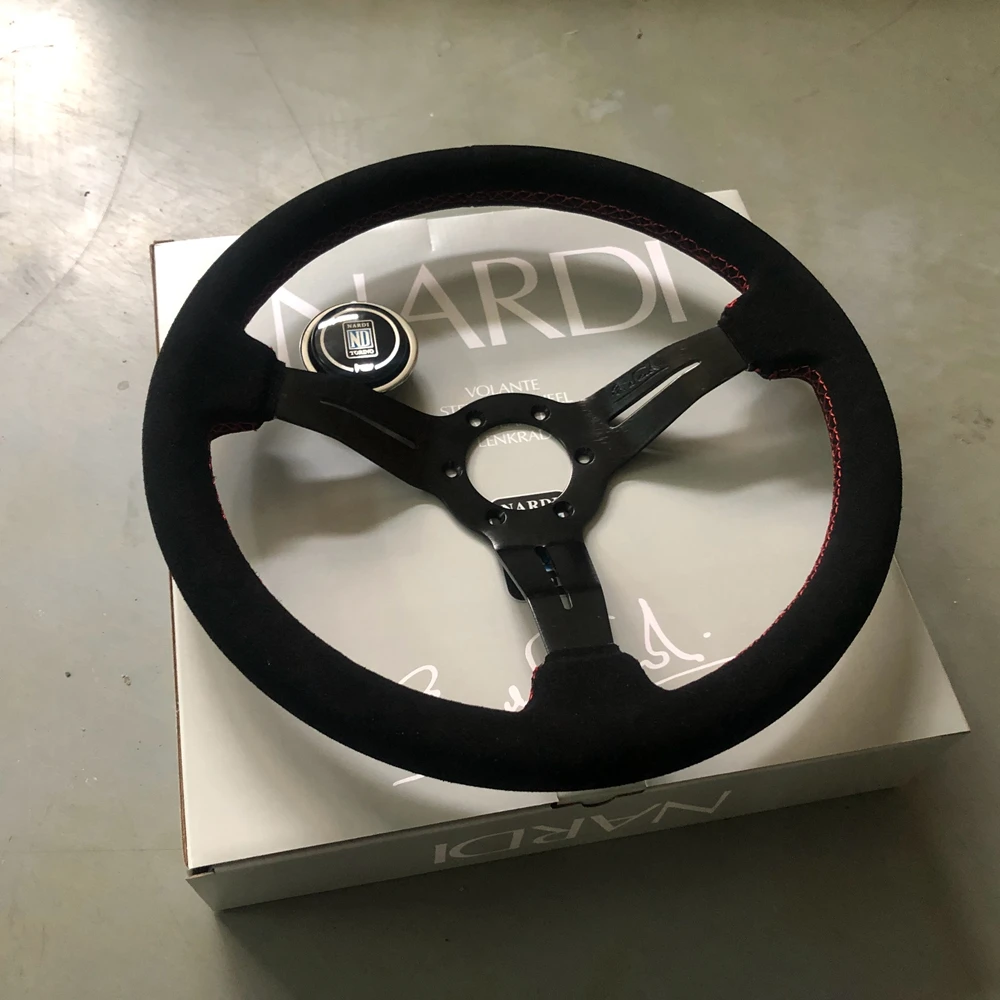 JDM 14Inch Racing NARDI Steering Wheel Universal Car Drift Suede Leather Steering Wheel Volantes For VW HONDA TOYOTA BMW Nissan