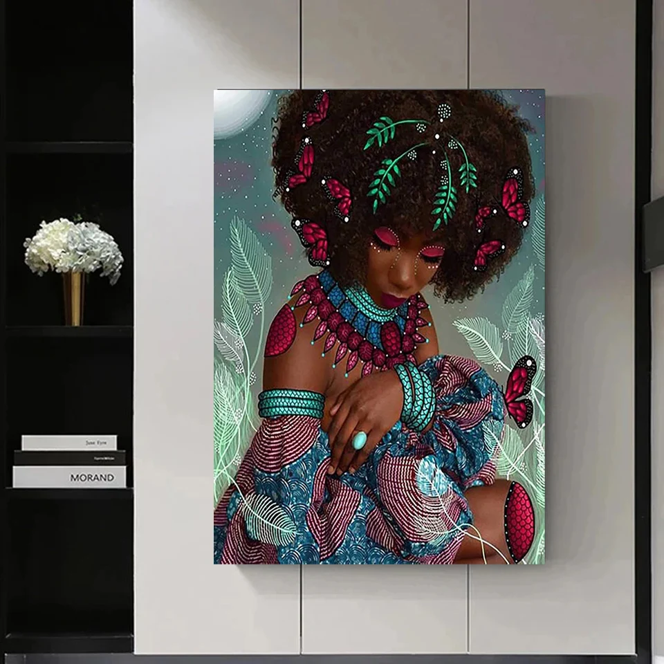 5D Diamond Painting Kit African American Paint with Diamonds Art African Woman Full Drill square Round Craft cross stitch Kits