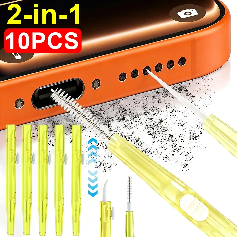 Mobile Phone Speaker Charging Port Retractable Cleaning Set Dust Plug for iPhone 17 16 Samsung Xiaomi Earphones Clean Kit Brush