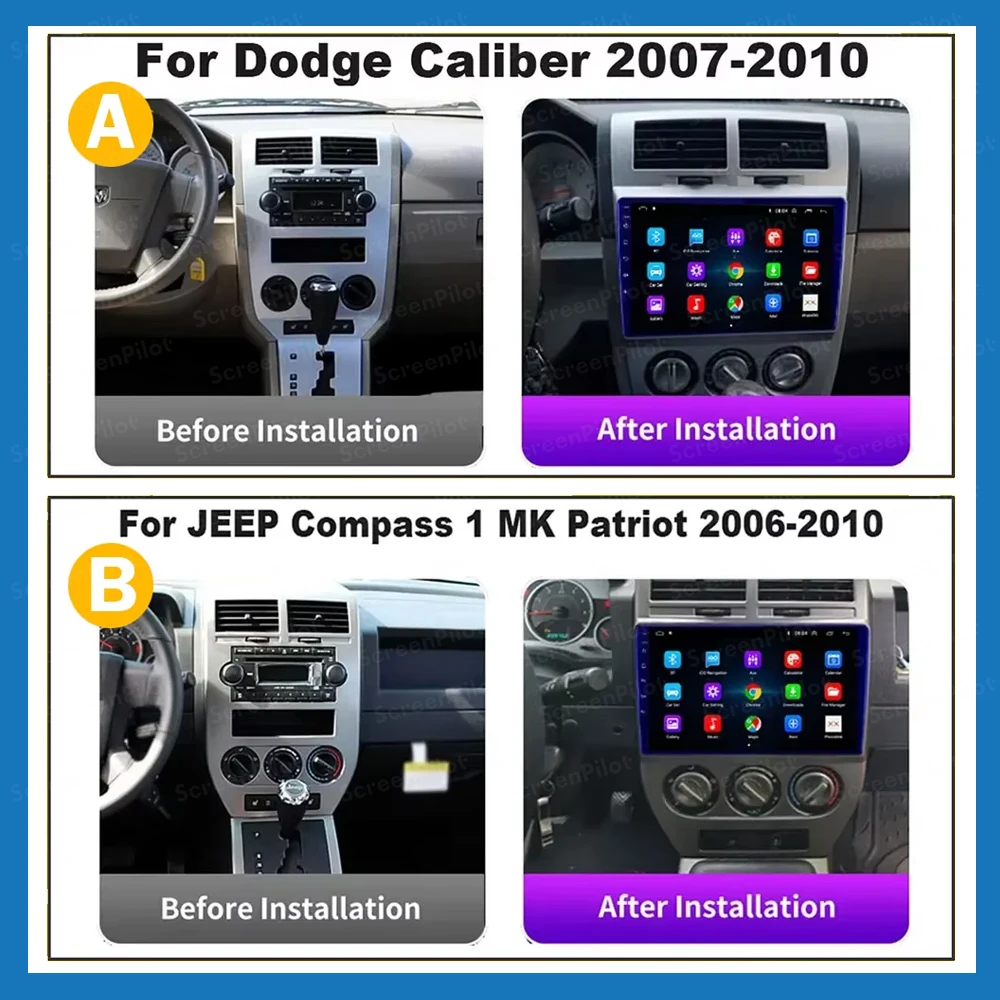 Android 16 For Dodge Caliber 2007 2008 2009 2010 Autoradio GPS Navigation 5G WiFi Car Multimedia Player Carplay No 2din DVD 8Cor