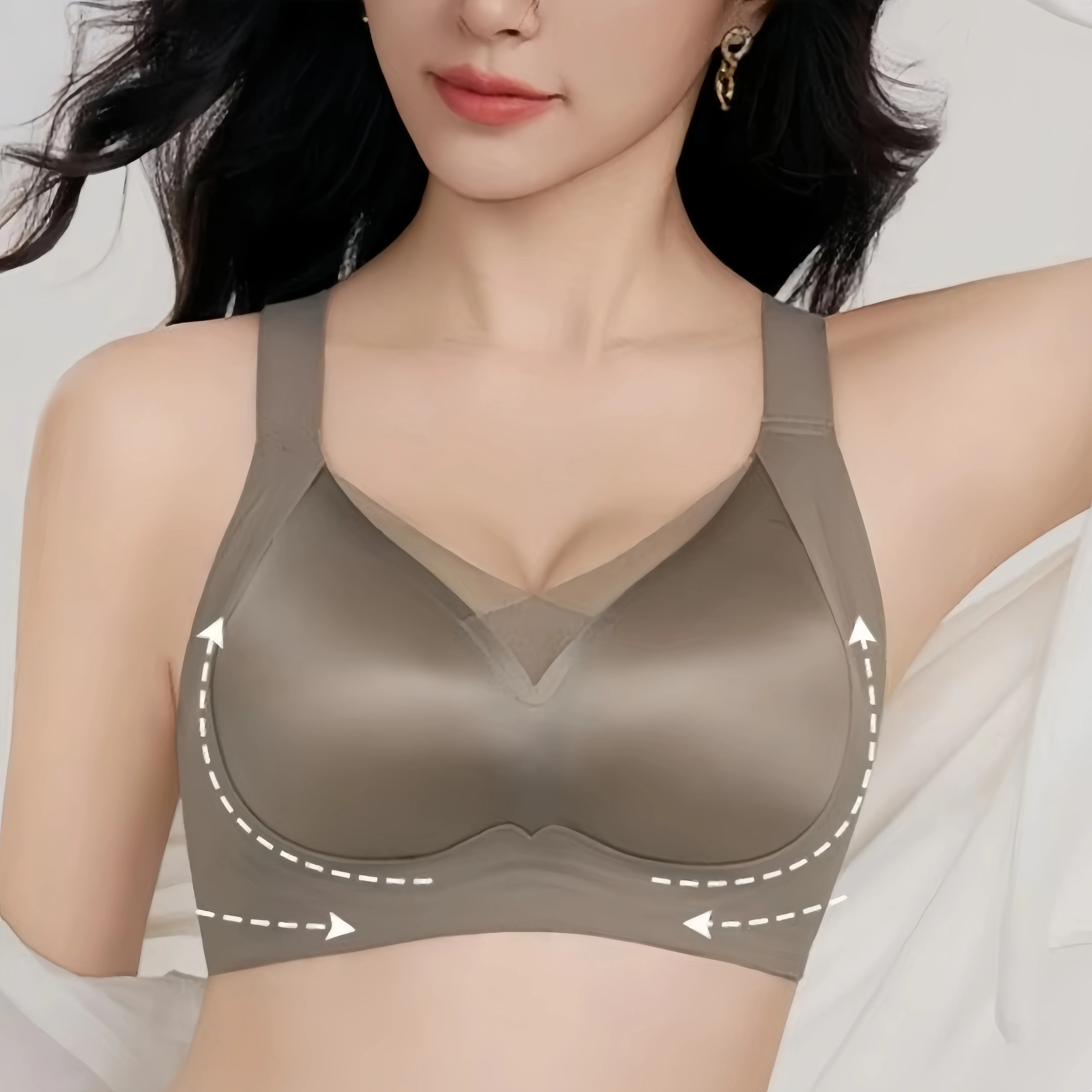 Plus Size soft Support Seamless Fixed Cup Comfortable Breathable Student Underwear Gathered Without Steel Ring Women's Bra