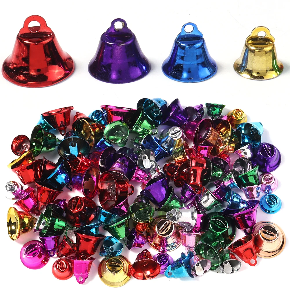 20pcs/lot Bright Electroplated Open Horn Shape Metal Christmas Bells Mini Loose Bells For Xmas Tree DIY Jewelry Handcraft Party