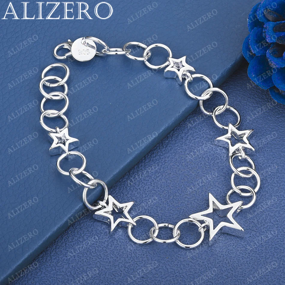 

ALIZERO 925 Sterling Silver Stars Bracelet For Women Men Fashion Jewelry Party Trend Charm Accessories